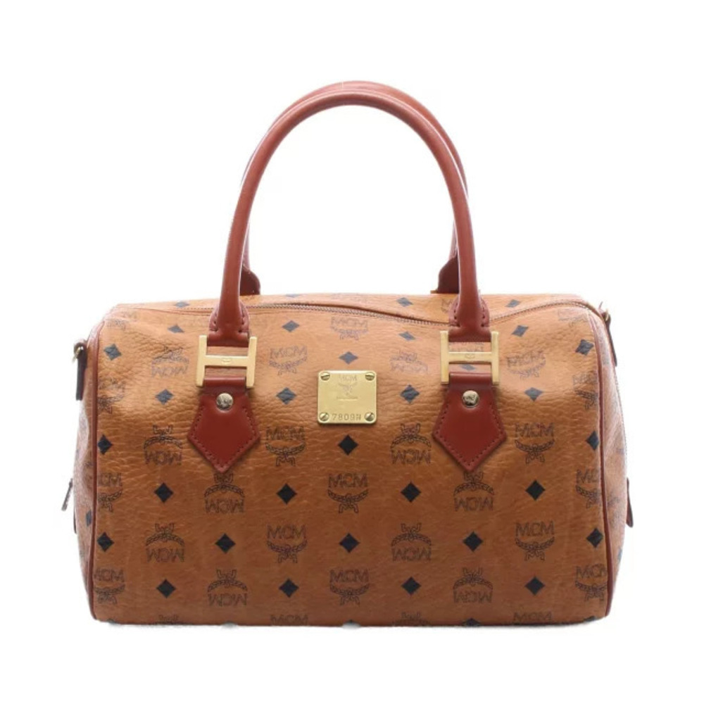 MCM Visetos handbag canvas leather brown